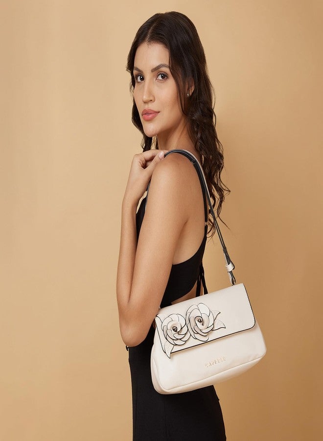 كابريس حقيبة كابريس بلوم متوسطة الحجم بلون أبيض كريمي للنساء | حزام قابل للتعديل لراحة الارتداء | حقيبة كروس أنيقة ومتعددة الاستخدامات للاستخدام اليومي والسفر والمناسبات الخاصة - Image 2